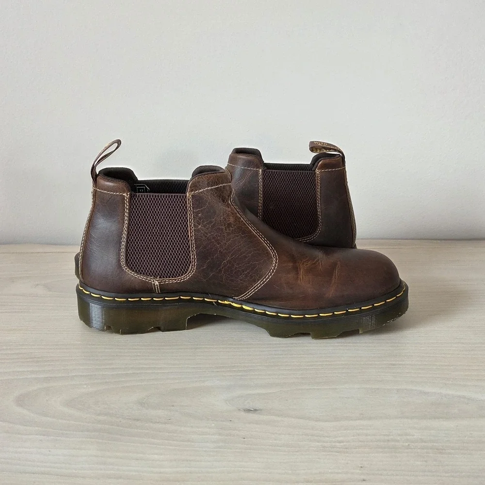 Dr. Martens Penly Chelsea Boots Dark Brown Greenland Waxy Leather Men's Size 14